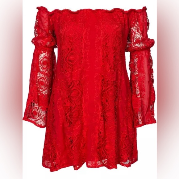 For Love And Lemons Garden Rose Hot Red Dress Small - Picture 3 of 14